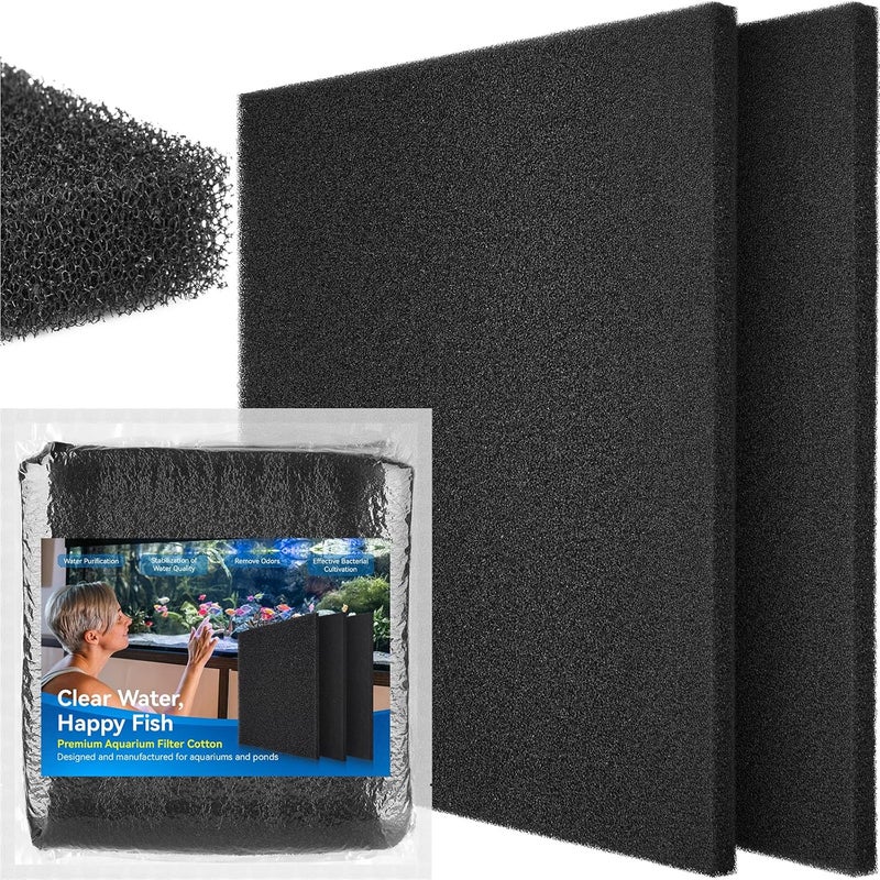 Borlech Aquarium Bio Filter Sponge Pad - Cut-to-Size Aquarium Filter Media for Fish Tank, Pond, Sump - Mechanical & Biological Filtration (18.5"x18.5"x0.8", 35PPI, 2 Pack) - Image 1